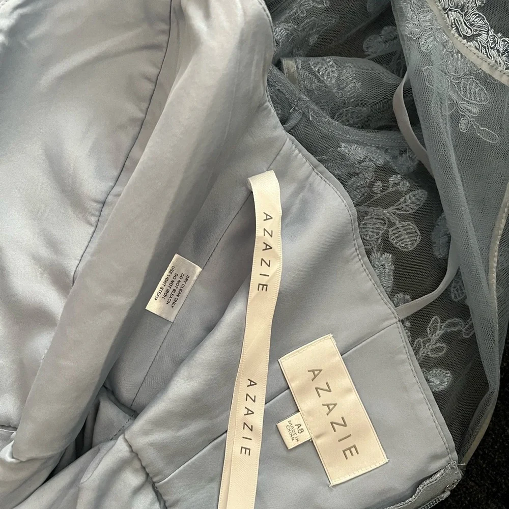 Azazie Dusty Blue size 8, bought new with tags, only worn once, like new. - Picture 2 of 6